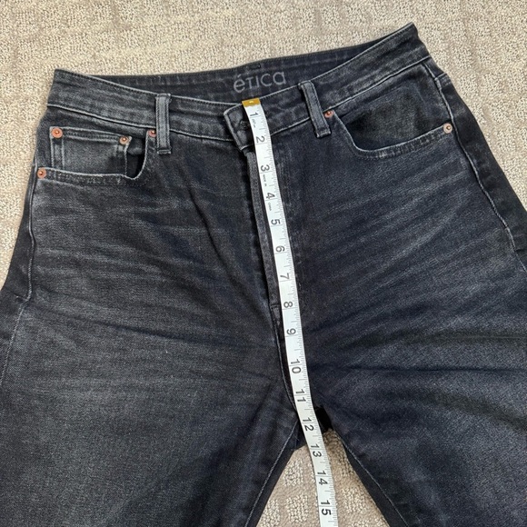 ÉTICA Tyler Boy Distressed Straight Ankle Raw Ziggy Denim Jeans Black Size 27 - Picture 5 of 8